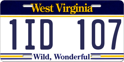 WV license plate 1ID107