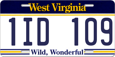 WV license plate 1ID109