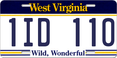 WV license plate 1ID110