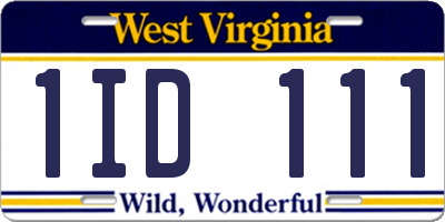 WV license plate 1ID111