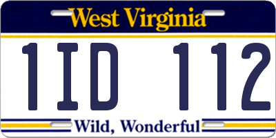 WV license plate 1ID112