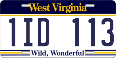 WV license plate 1ID113