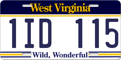 WV license plate 1ID115
