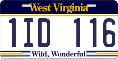 WV license plate 1ID116