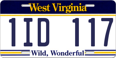 WV license plate 1ID117