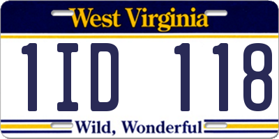 WV license plate 1ID118