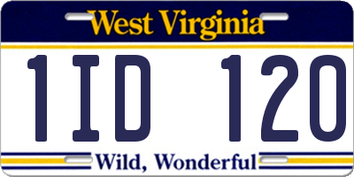 WV license plate 1ID120