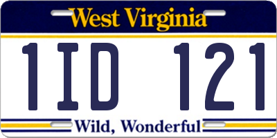 WV license plate 1ID121