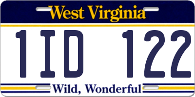 WV license plate 1ID122