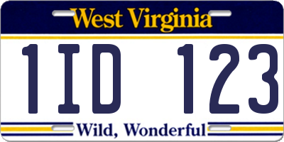 WV license plate 1ID123