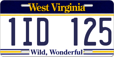 WV license plate 1ID125