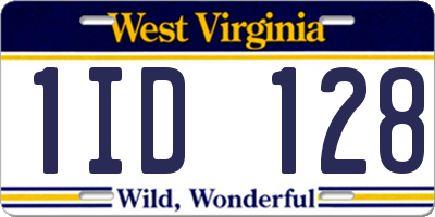 WV license plate 1ID128