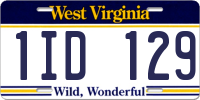 WV license plate 1ID129