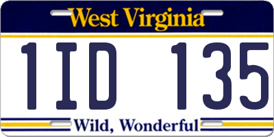 WV license plate 1ID135