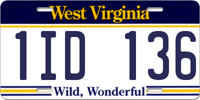WV license plate 1ID136