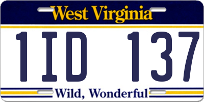 WV license plate 1ID137