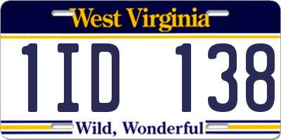 WV license plate 1ID138
