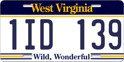 WV license plate 1ID139