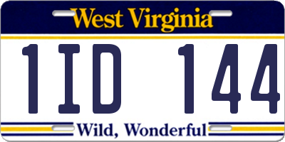 WV license plate 1ID144