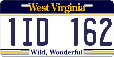 WV license plate 1ID162