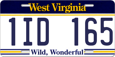 WV license plate 1ID165