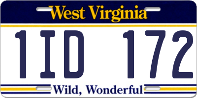 WV license plate 1ID172