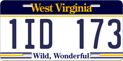 WV license plate 1ID173