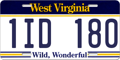 WV license plate 1ID180