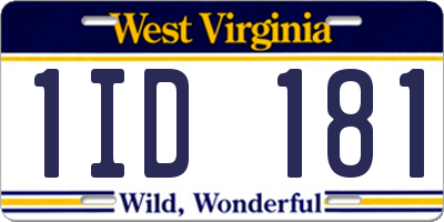 WV license plate 1ID181