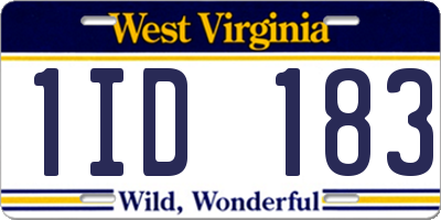 WV license plate 1ID183