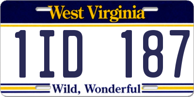 WV license plate 1ID187