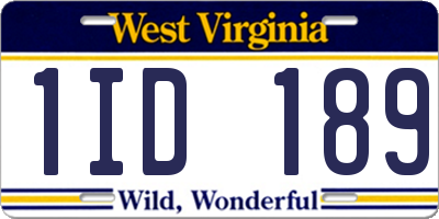 WV license plate 1ID189