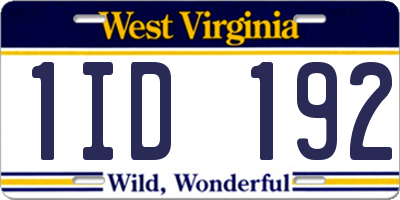 WV license plate 1ID192