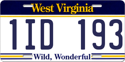 WV license plate 1ID193