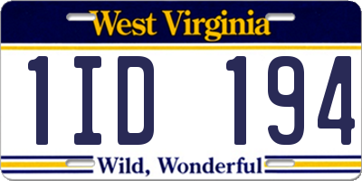 WV license plate 1ID194