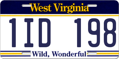 WV license plate 1ID198