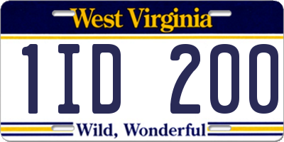 WV license plate 1ID200