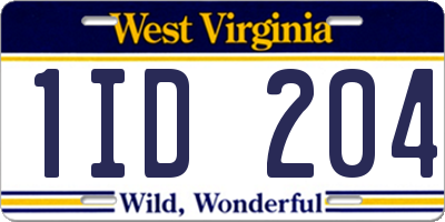 WV license plate 1ID204