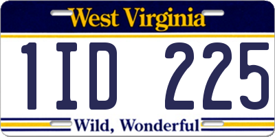 WV license plate 1ID225