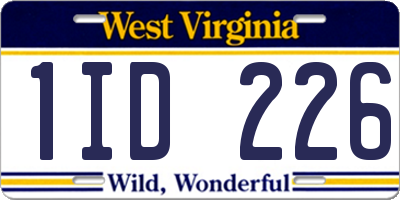 WV license plate 1ID226