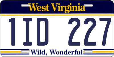 WV license plate 1ID227