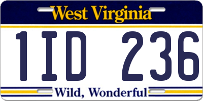 WV license plate 1ID236