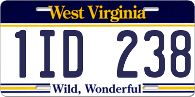 WV license plate 1ID238