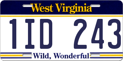WV license plate 1ID243