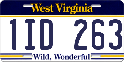 WV license plate 1ID263