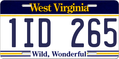 WV license plate 1ID265