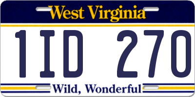 WV license plate 1ID270