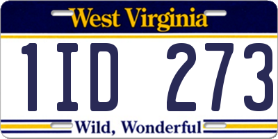 WV license plate 1ID273