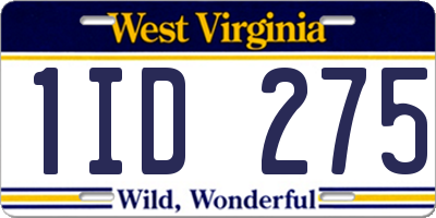 WV license plate 1ID275