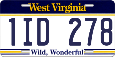 WV license plate 1ID278